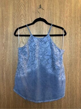 Blue Rain Women's Blue Lace-Embroidered Cami Tank Top